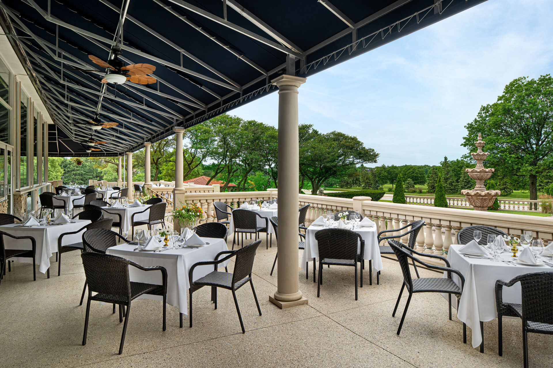 Outdoor evening Tea and Wine Service at our Oak Brook hotel near Chicago