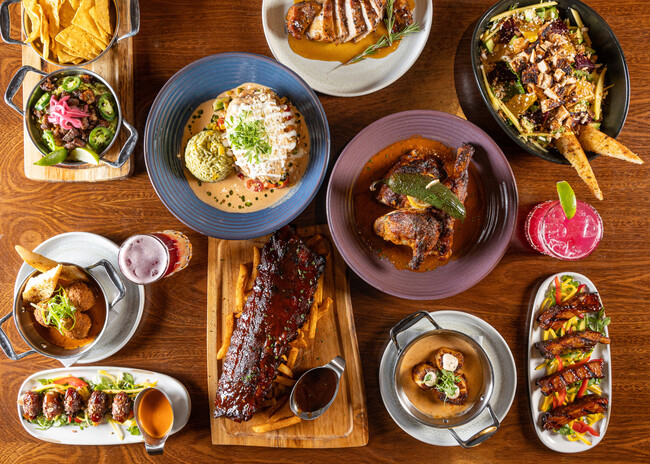 a table full of different foods
